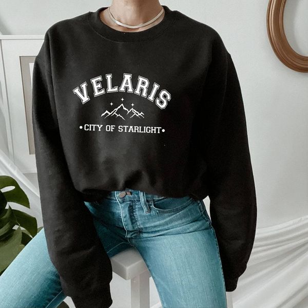 

women's hoodies sweatshirts sweatshirts women velaris the city of starlight sweatshirt sarah j maas acotar sjm bookish hoodie throne gl, Black