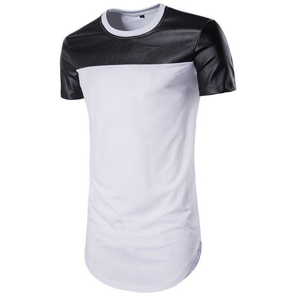 

summer new european men's casual short sleeve t-shirt fashion personality high street men, White;black