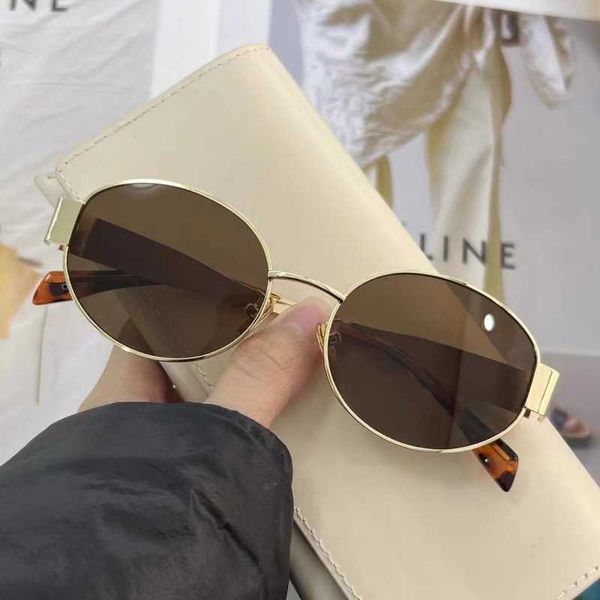 

2023 new oval personalized metal frame for women's premium sunglasses square round face slim look, White;black