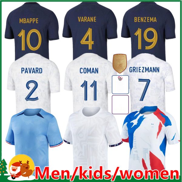 

french club full sets 2023 benzema soccer jerseys 2024 giroud mbappe griezmann saliba pavard kante maillot de foot equipe maillots men women, Black;yellow