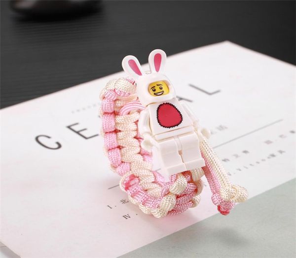 

17 styles woven bracelet building block weave cartoon movie character bracelets love students kids bracelet gift whole e1903320, Red;brown