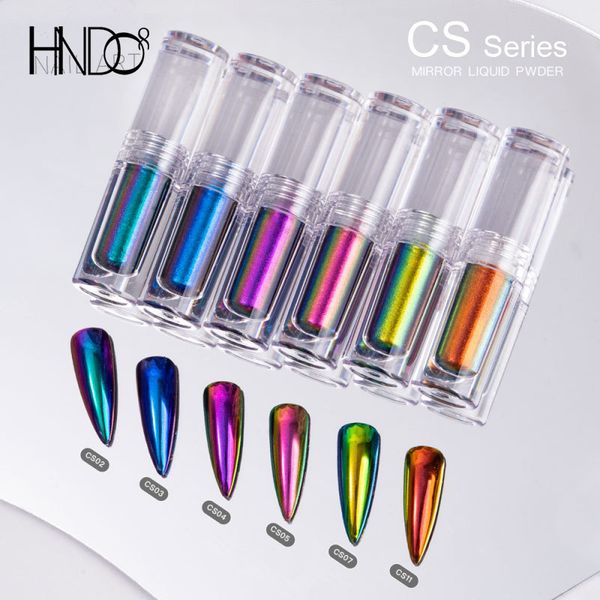 

nail glitter hndo small tube liquid type mirror chrome powder with brush inside for professional nail art decor manicure nail glitter pigmen, Silver;gold