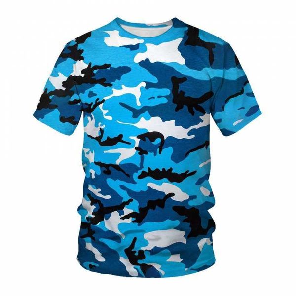 

2023 summer 3d camo print round neck casual short sleeve t-shirt, White;black
