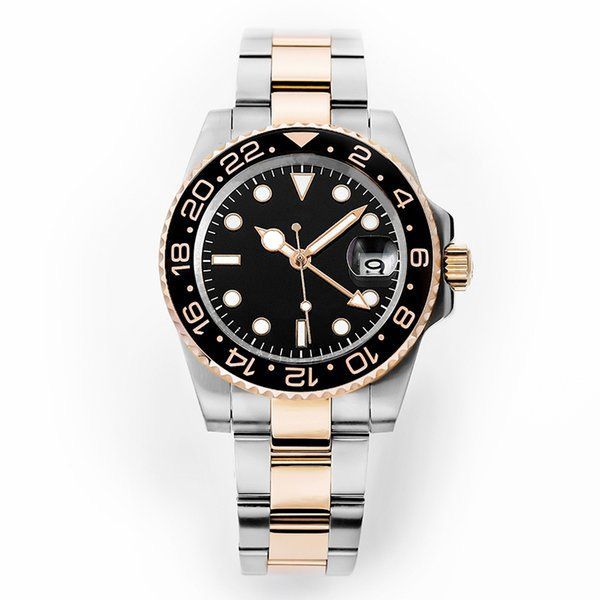 

fashion ceramic mens watches 904l stainless steel quality mens watches sapphire glass coke bezel calendar display wristwatches montre de lux, Slivery;brown
