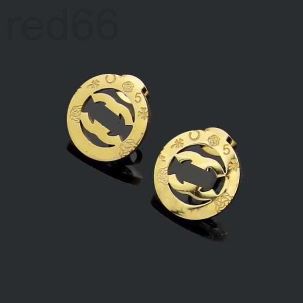 

stud designer luxury brand women designer studs hollow letter titanium steel fashion couple earrings w54l, Golden;silver