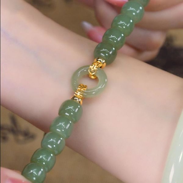 

chain bohemian vintage beaded natural hetian jade bracelet elegant retro fashion hand ornaments bracelet women casual jewelry gift 230706, Black