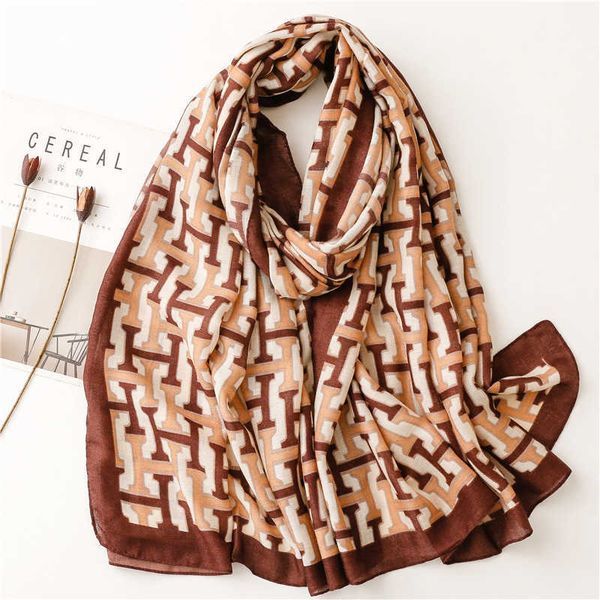 

designer hemrres scarf korean letter h colored cotton linen women's winter fashion air conditioning shawl warm beach silk, Blue;gray