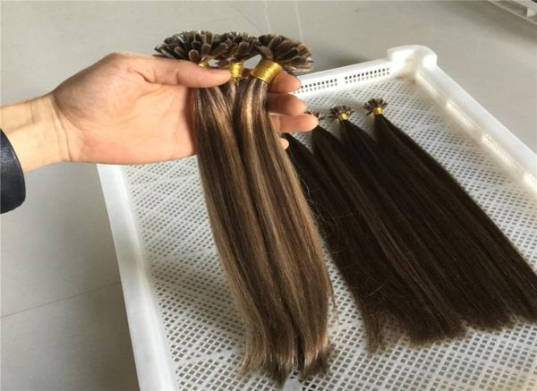 

peruvian virgin human hair silk straight pinao color4613 nail u tip hair extensions 1gs 100slot prebonded u tip remy hair1490716, Black