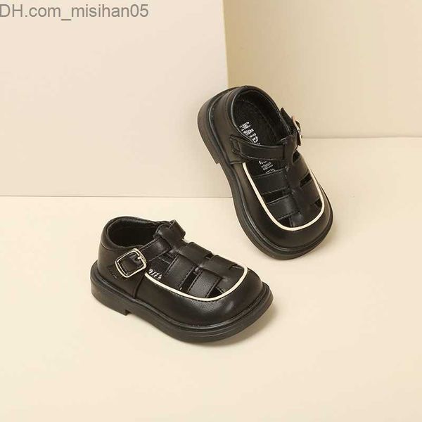 

sandals dimi 2023 summer baby shoes microfiber leather baby sandals with soft and comfortable cut and flat bottom children's sandals z2, Black;red