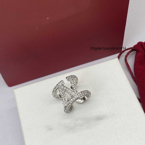 

letter v wedding rings ring women fashion designer jewelry metal valentinoly luxury woman v open ring with side stones 7856, Slivery;golden