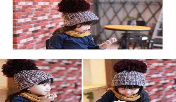 

children wollen caps 2015 winter new arrival fashion girls casual hats with wollen ball keep warm kids hats fit 210 age 6pcslot 4853261, Yellow
