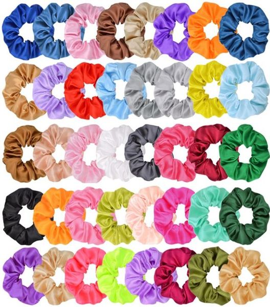 

solid girl elastic hair scrunchie scrunchy head band ponytail hairbands girls hairs rope hair accessories a2757968457, Slivery;white