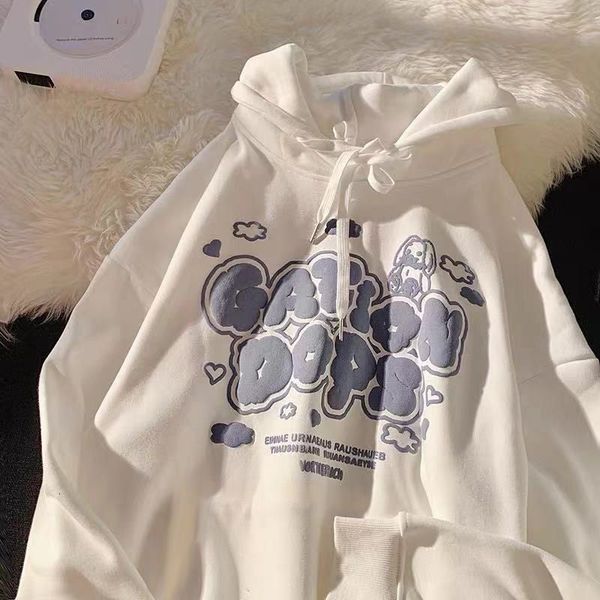 

women's hoodies sweatshirts y2k european and american korean version ins cartoon print hooded sweatshirt loose versatile student fleece, Black