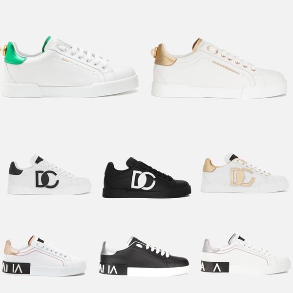 

designer portofino women casual shoes letter decoration napa calfskin flat bottom low tennis skate running shoes, Black