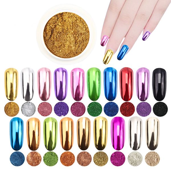 

nail glitter 1pc 19colors nail glitter mirror powder chrome dust nail art pigment 05g mirror pigment powder nail glitter dip powder jk47441, Silver;gold
