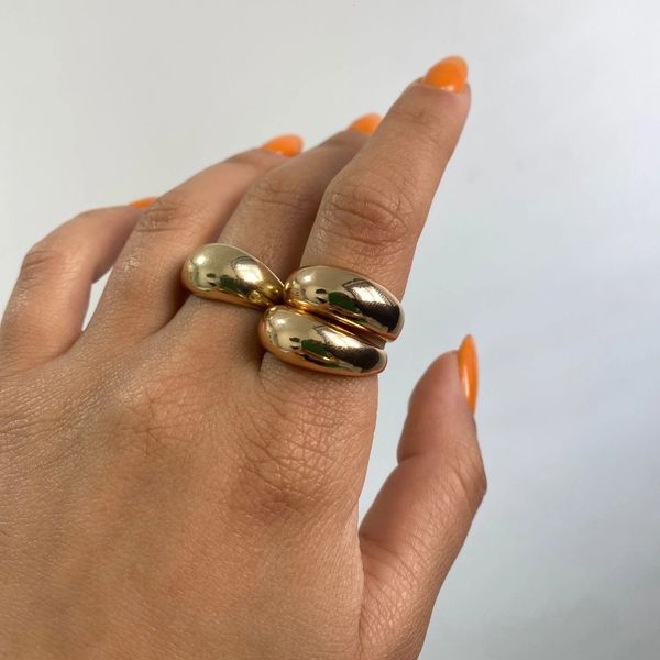 

wedding rings minimalist gold color chunky rings trendy geometric round circle rings for women thick stack rings female wedding jewelry 2307, Slivery;golden