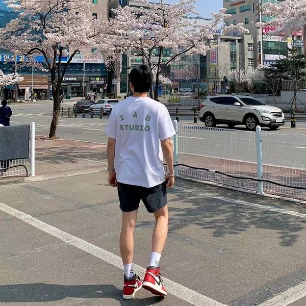 

men's t shirts korean iab studio t shirt cotton harajuku graphic print short sleeve women t shirt oversized streetwear hip hop 230705, White;black