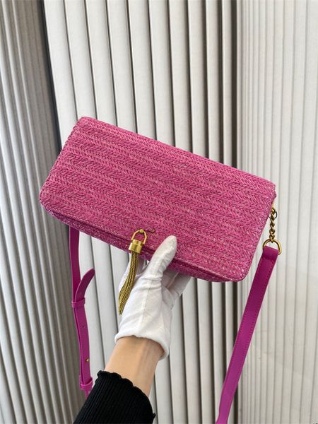 

2023 new summer luxury fashion beach braided crossbody bag classic women's purse women's shoulder bag straw braided handbag size 2