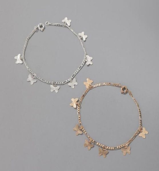 

bohemian butterfly bracelets for women simple gold silver color chain butterfly charm bracelet 2020 fashion jewelry2794071, Golden;silver
