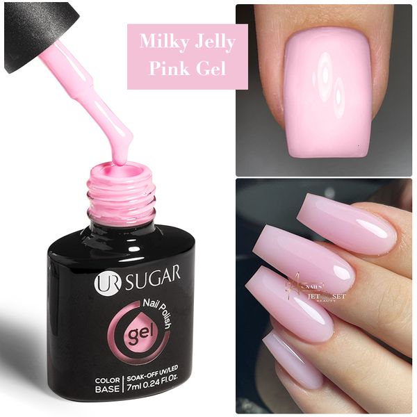 

nail polish ur sugar 7ml gel polish jelly pink color milky white semi transparent manicure soak off uv led colorful nail gel varnishes 23070