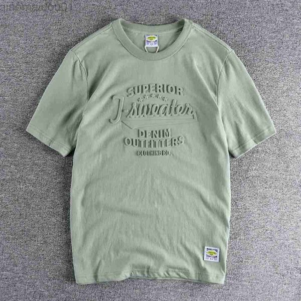 

men's t-shirts 2023 new retro lettered men's short sleeve t-shirt washed cotton round neck versatile half sleeve fashion l230707, White;black