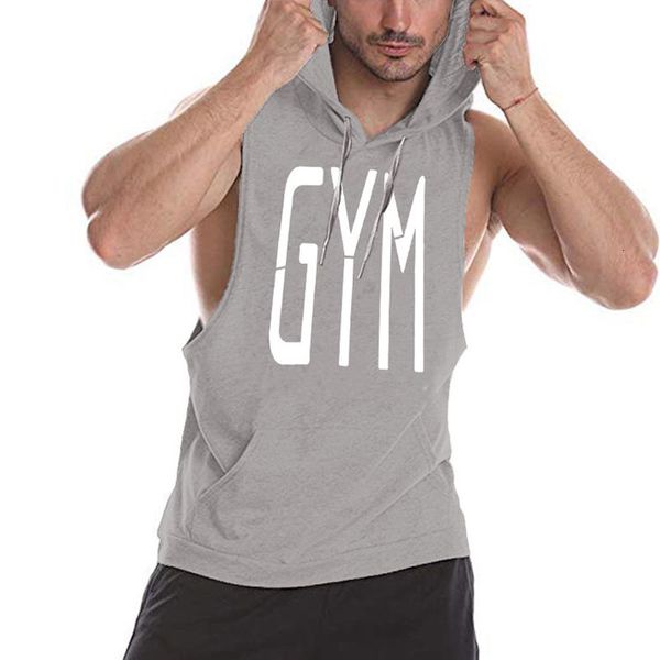

men' tank mens muscle hoodies fitness bodybuilding sleeveless gym tank vest 230706, White;black