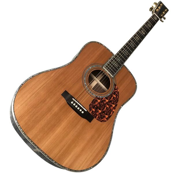 

41 inch d mold solid wood fir real abalone inlaid black finger acoustic guitar