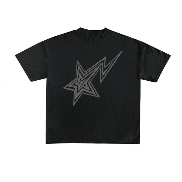 

mens tshirts y2k tshirt hip hop star printed graphic short sleeved shirt men women harajuku punk rock oversized streetwear 230707, White;black