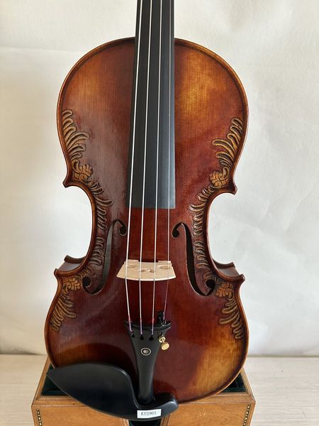 

4/4 violin guarneri model 1742 flamed maple back spruce hand carved k3129