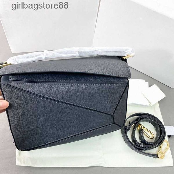 

designer cowhide bags cool bag puzzles loewsbag real genuine leather 2023 winter geometry splicing pillow girl single shoulder span handbags