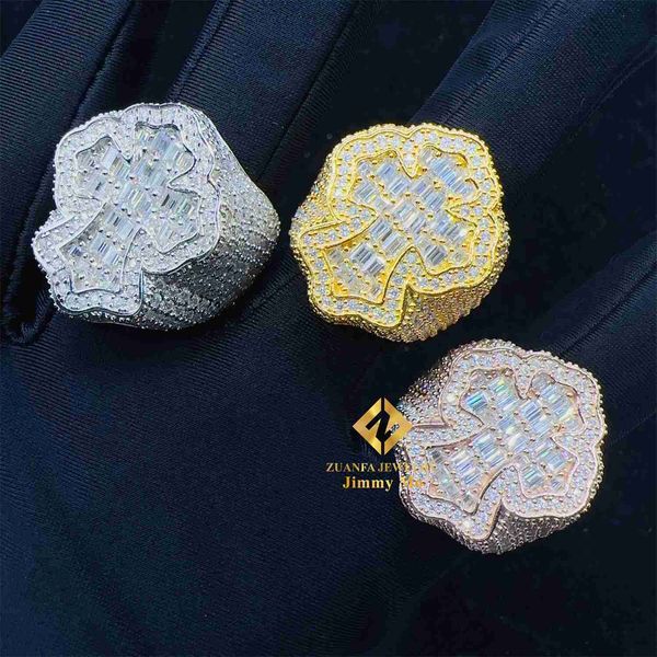 

new design gra certificates 925 silver pass diamond tester vvs1 baguette moissanite iced out hip hop cross ring