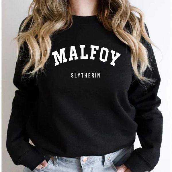 

women's hoodies sweatshirts malfoy wizard house sweatshirt draco woman crewneck hoodie harajuku pullovers casual 230706, Black