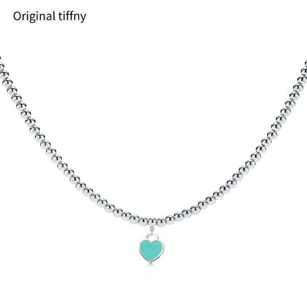 

fashion single and double chain luxury designer brand heart double letter pendant necklace wide chain fine chain neutral jewelry, Silver