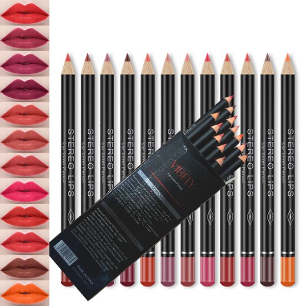 

lip pencils vibely natural 12 colors lipliner pencil set waterproof lip liner pen matte lip stick long lasting makeup beauty comestics tools