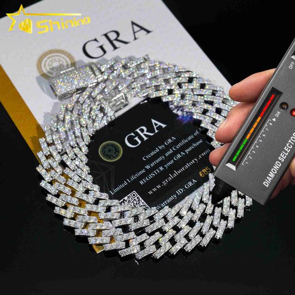 

pass diamond tester one row 925 sterling silver vvs moissanite diamond cuban link chain necklace