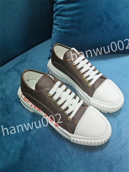 

2023 new designer flat sneaker trainer casual shoes canvas leather white letter overlays fashion platform mens womens low sneakers dc220517, Black
