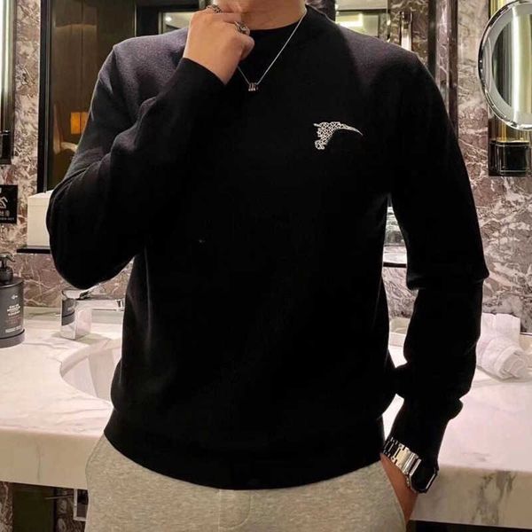 

high version burb sweater mens sweatshirt war horse embroidered hoodie crewneck long sleeve t shirt warm knit wool sweaters luxury clothing, White;black