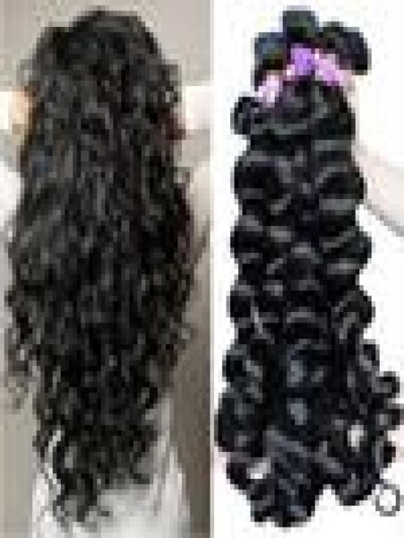 

brazilian loose wave unprocessed human weaves virgin hair remy human hair extensions dyeable 3pcs/lot no shedding 411859, Black