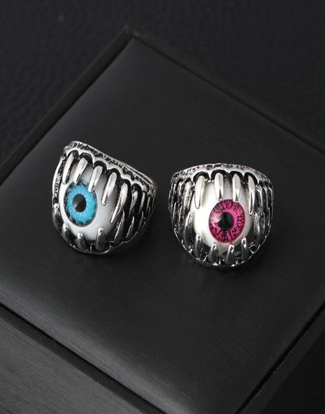 

new halloween evil eye men039s rings individuation creative blue red eyeball rings for women fashion punk jewelry accessories g9753517, Golden;silver