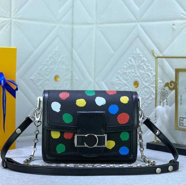 

yk designer dots mini crossbody bag fashion multicolor womens single shoulder bag real leather star map vintage chain designer bag wallet