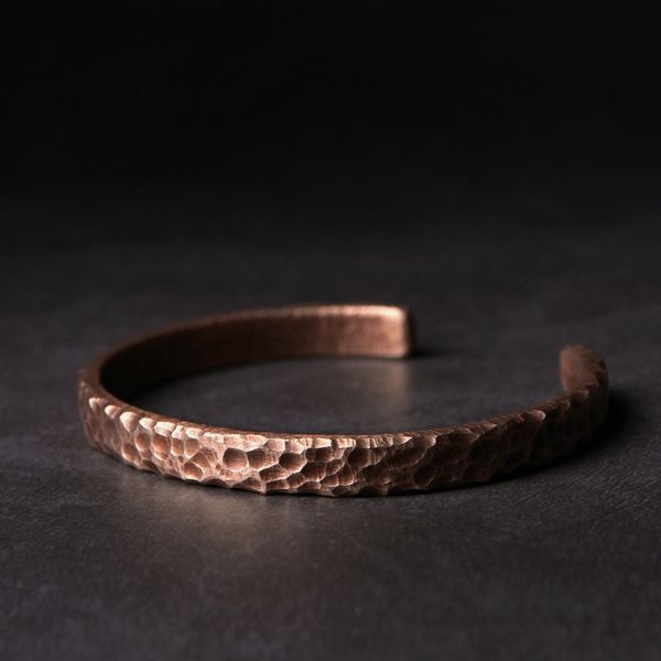 

chain hammered solid copper metal bracelet rustic vingtage punk cuff bangle viking handmade jewelry gift for men women 230706, Black