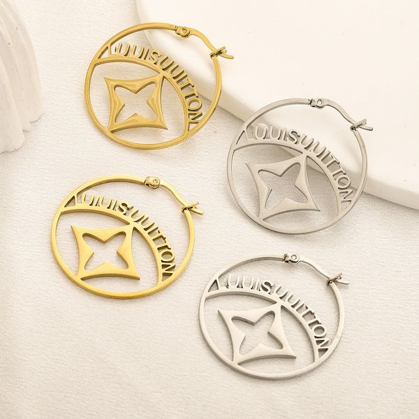 

18k gold hoop earrings 925 sliver gift stainless steel non fading jewelry classic love gift earrings wedding travel designer earrings wholes, Golden;silver