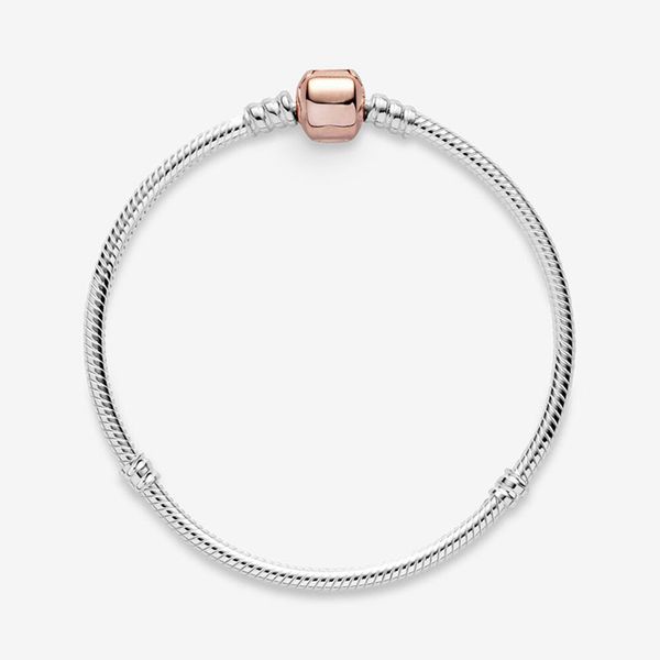 

18k rose gold clasp charm bracelet for pandora real 925 sterling silver snake chain bracelets designer jewelry for women men luxury bracelet, Golden;silver
