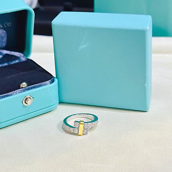 

classic diamonds double color women's ring luxury 925 sterling silver ring jewelry factory wholesale and retail with box, Slivery;golden
