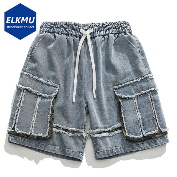

men's shorts men streetwear cargo denim shorts camo patchwork oversized harajuku hip hop jeans shorts loose casual y2k short jeans pant, White;black