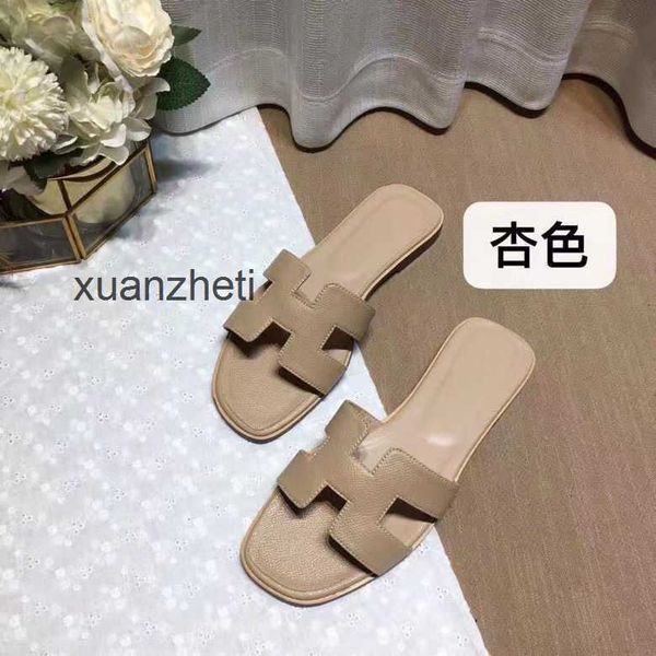 

shoes her oran slippers baida slipper bear designer 2023 sandal women's summer color matching leather flat sandals for tourism litchi p