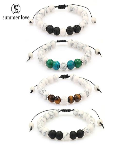 

8mm women men natural lava rock beads chakra bracelets healing energy stone white agate bracelet fashion essential oil diffuser je4715226, Black