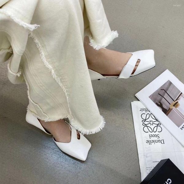 

dress shoes square toe women pumps shallow slip on 2023 arrivals fashion party hollow black white thin mid heels sandals