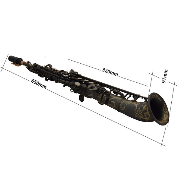 

descending professional soprano bb matte black nickel split bent mouth saxophone sax