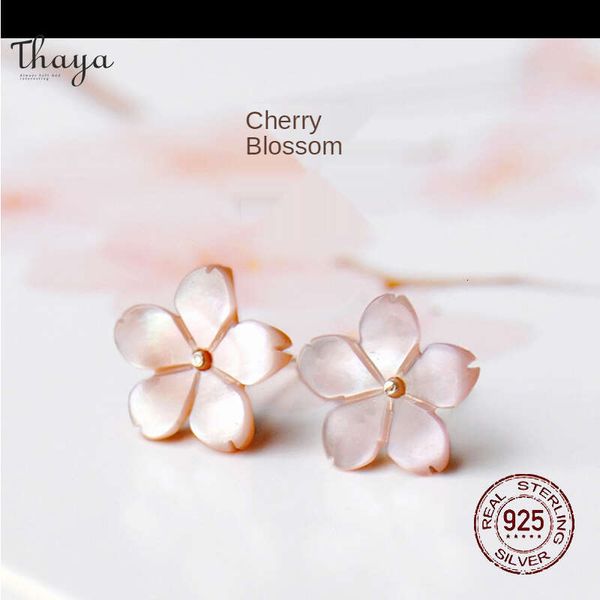 

thaya s sterling sier earrings cherry blossom earrings for women hypoallergenic flower earring studs fashion fine jewelry, Golden;silver